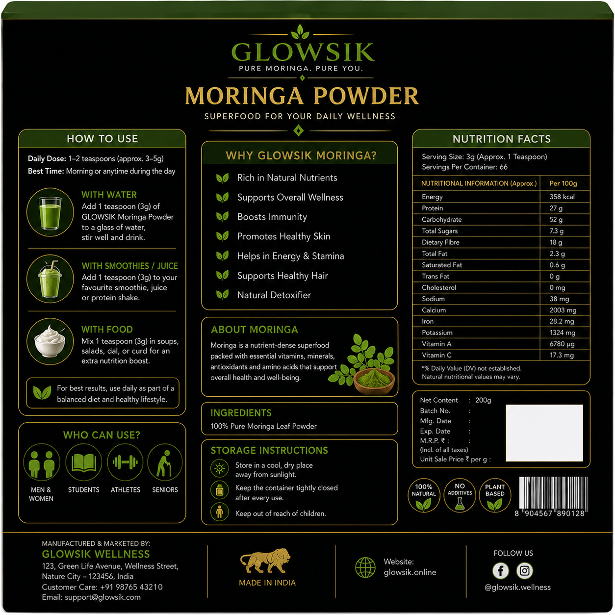 MORINGA LEAF POWDER 200g